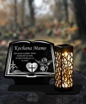 Solar Candle Openwork LED Book Statuette With Silver Decoration 3D Patterns
