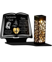 Solar Candle Openwork LED Book Statuette With Gold Decoration 3D Patterns