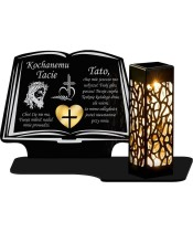 Solar Candle Openwork LED Book Statuette With Gold Decoration 3D Patterns