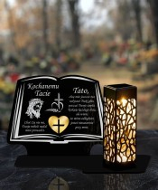Solar Candle Openwork LED Book Statuette With Gold Decoration 3D Patterns