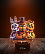3D LED Lamp with FNAF Print Freddy Bonnie Chica