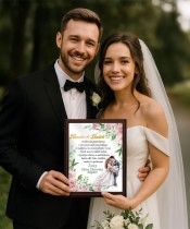 Pamiątka Ślubna Dla Nowożeńców Ramka Z Życzniami Prezent Z Twoim Grawerem