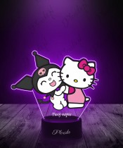 Lampka LED 3D Plexido z Nadrukiem Hello Kitty i Kuromi
