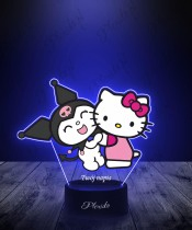 Lampka LED 3D Plexido z Nadrukiem Hello Kitty i Kuromi