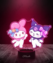 3D Plexido LED Lamp with Hello Kitty My Melody and Kuromi Print