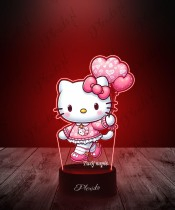3D-Plexido-LED-Lampe mit Herzballons mit Hello Kitty-Aufdruck