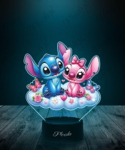 3D LED Plexido Lamp with UV Print Lilo and Stitch and Angel Cloud