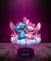 3D LED Plexido Lamp with UV Print Lilo and Stitch and Angel Cloud