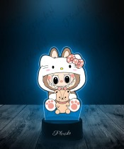 Lampka LED 3D Plexido z Nadrukiem UV Labubu Hello Kitty
