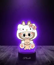 Lampka LED 3D Plexido z Nadrukiem UV Labubu Hello Kitty