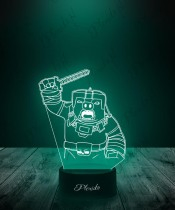 Lampka Nocna LED 3D Plexido Wojownik Świni Minecraft