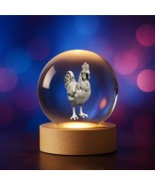 3D Crystal Ball Hen Rooster
