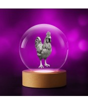 3D Crystal Ball Hen Rooster