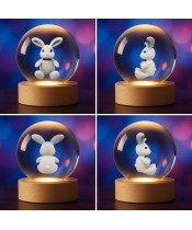 3D Kristallkugel Kaninchen Hase Häschen