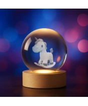 3D Kristallkugel Schaukelpferd Pony
