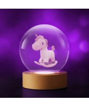 3D Kristallkugel Schaukelpferd Pony