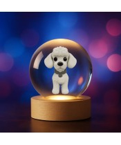 3D Kristallkugel Hund Pudel
