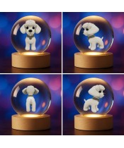 3D Kristallkugel Hund Pudel