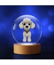 3D Kristallkugel Hund Pudel