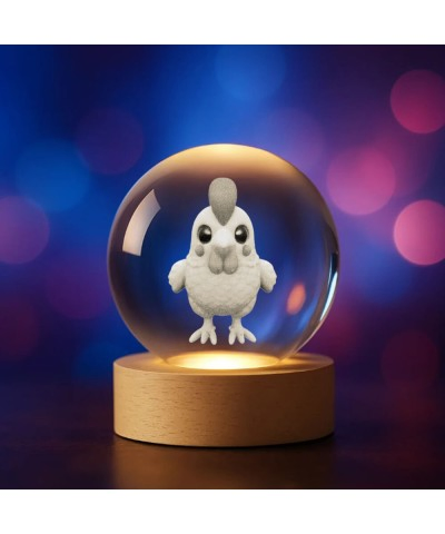 3D Kristallkugel Huhn Hahn...
