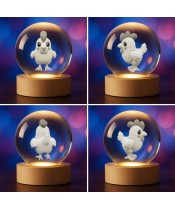 3D Kristallkugel Huhn Hahn Henne