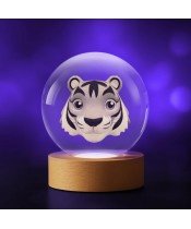 Kristallkugel 3D Tiger Löwe