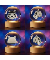 Kristallkugel 3D Tiger Löwe