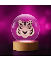 Kristallkugel 3D Tiger Löwe