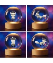 Kristallkugel 3D Weihnachtsfuchs Weihnachtsmann