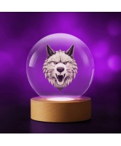 3D Kristallkugel Wolf Schattenwolf