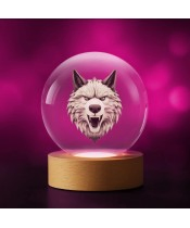 3D Kristallkugel Wolf Schattenwolf