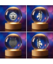 3D Kristallkugel Wolf Schattenwolf