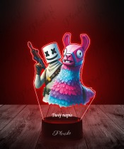 Lampka LED 3D z Nadrukiem UV Fortnite Marshmello Lama