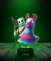 Lampka LED 3D z Nadrukiem UV Fortnite Marshmello Lama