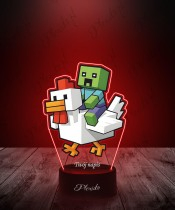 Lampka LED 3D z Nadrukiem UV Minecraft Kurczak