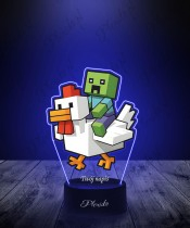 Lampka LED 3D z Nadrukiem UV Minecraft Kurczak