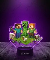 Lampka LED 3D z Nadrukiem UV Minecraft Steve Alex Creeper Owca