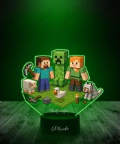 Lampka LED 3D z Nadrukiem UV Minecraft Steve Alex Creeper Owca