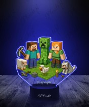Lampka LED 3D z Nadrukiem UV Minecraft Steve Alex Creeper Owca