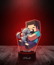 3D-LED-Lampe mit UV-Druck Minecraft Steve