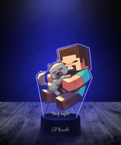 Lampka LED 3D z Nadrukiem UV Minecraft Steve