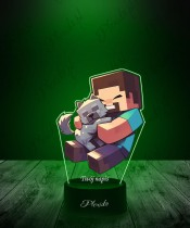 3D-LED-Lampe mit UV-Druck Minecraft Steve