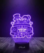 Lampka LED 3D Plexido Prezent Na Ślub Nowożeńcy Młoda Para Samochód