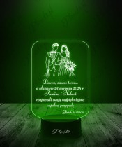 Lampka LED 3D Plexido Prezent na Ślub Młoda Para