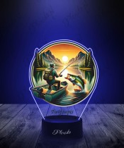 3D LED Lamp with UV Print Fish Fishing Angler Mountains
