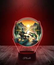 3D LED Lamp with UV Print Fish Fishing Angler Mountains