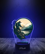 Lampka LED 3D z Nadrukiem UV Wędkarstwo Wędkarz Góry