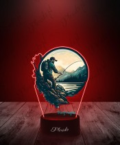3D LED Lamp with UV Printing Fishing Angler Mountains