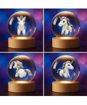 3D Kristallkugel Einhorn Einhorn
