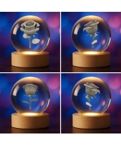 3D Kristallkugel Blume Rose